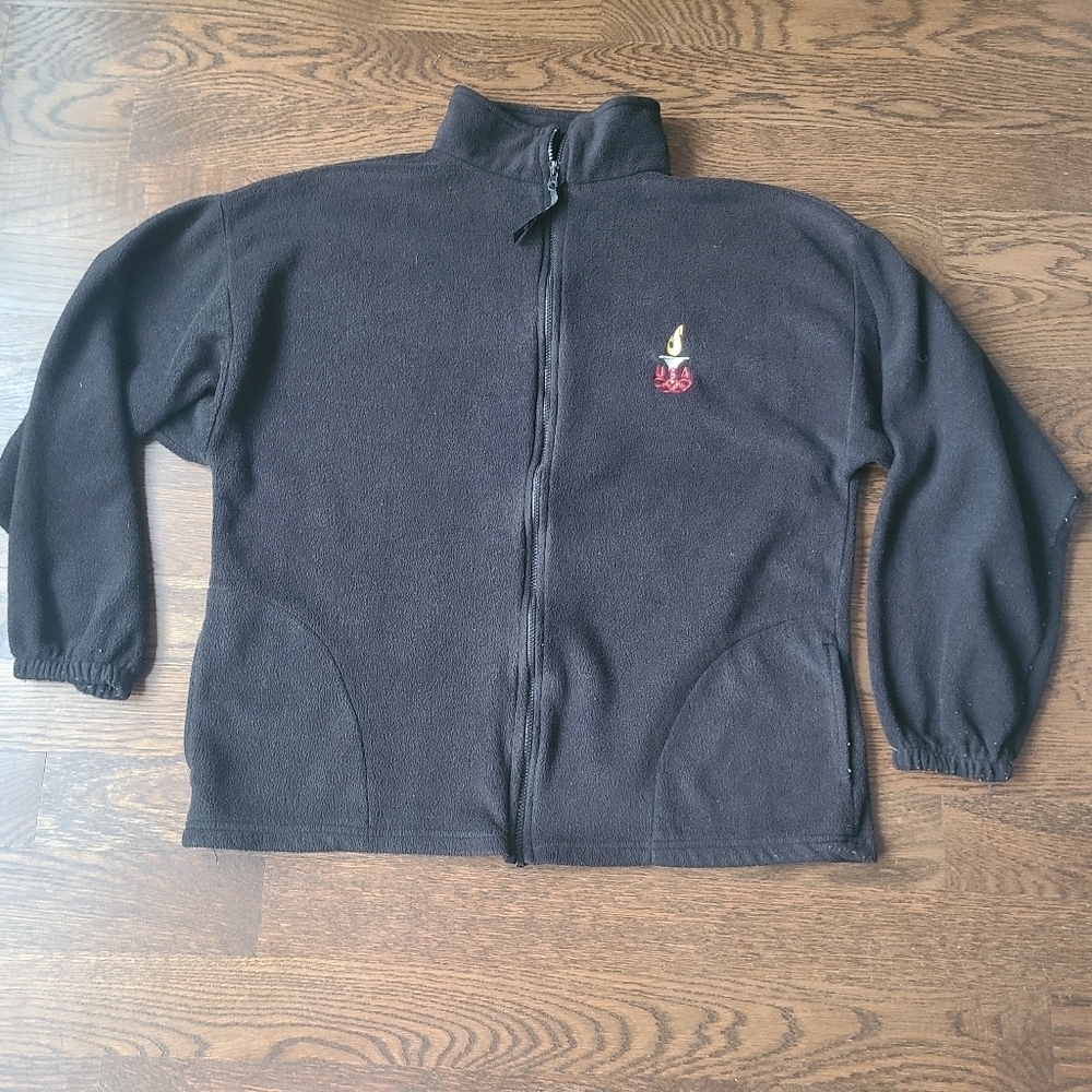 USA Olympic Black Fleece Zip-Up Jacket Sz.XXL